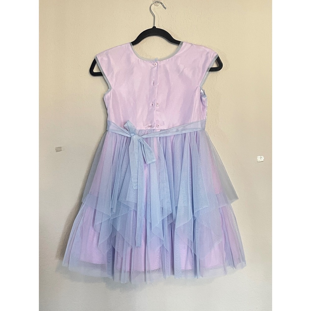 Jona Michelle Girls Size 8 Blue Lavender Sequin Tulle Party Dress CO5790 - Picture 4 of 9